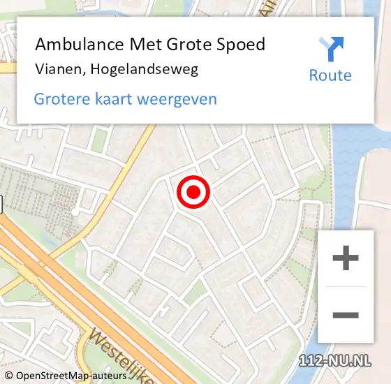 Locatie op kaart van de 112 melding: Ambulance Met Grote Spoed Naar Vianen, Hogelandseweg op 21 april 2017 22:05