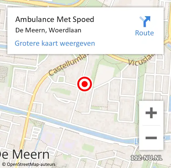 Locatie op kaart van de 112 melding: Ambulance Met Spoed Naar De Meern, Woerdlaan op 21 april 2017 22:06