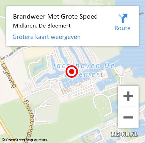 Locatie op kaart van de 112 melding: Brandweer Met Grote Spoed Naar Midlaren, De Bloemert op 17 januari 2014 21:01