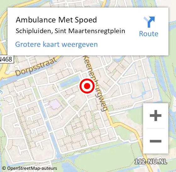 Locatie op kaart van de 112 melding: Ambulance Met Spoed Naar Schipluiden, Sint Maartensregtplein op 19 september 2013 16:12