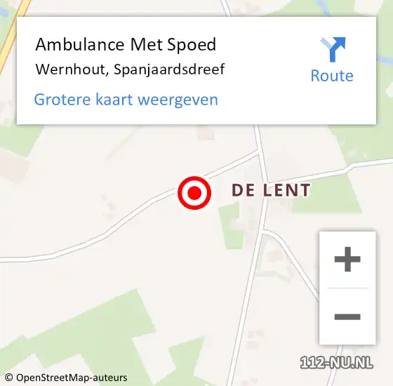 Locatie op kaart van de 112 melding: Ambulance Met Spoed Naar Wernhout, Spanjaardsdreef op 21 april 2017 22:33