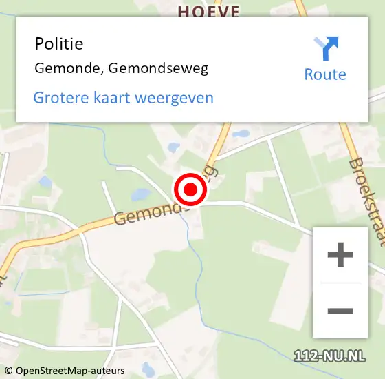 Locatie op kaart van de 112 melding: Politie Gemonde, Gemondseweg op 21 april 2017 22:56