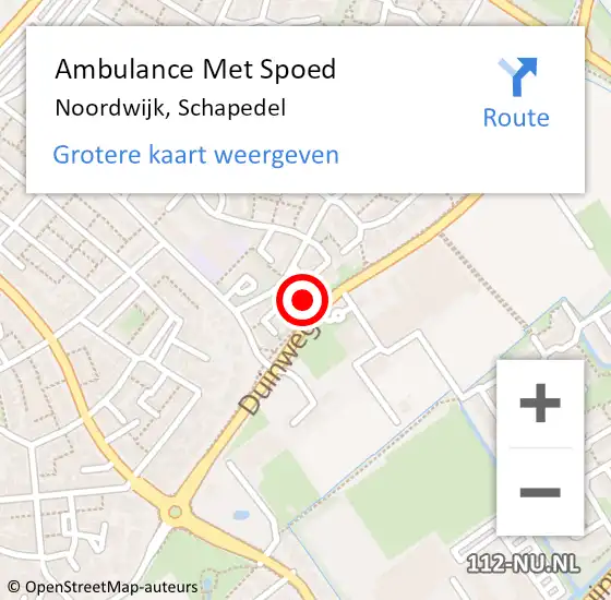 Locatie op kaart van de 112 melding: Ambulance Met Spoed Naar Noordwijk, Schapedel op 22 april 2017 00:25