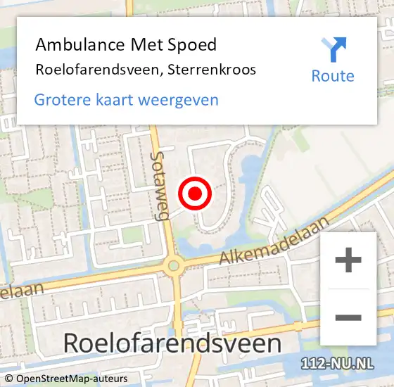 Locatie op kaart van de 112 melding: Ambulance Met Spoed Naar Roelofarendsveen, Sterrenkroos op 22 april 2017 00:43