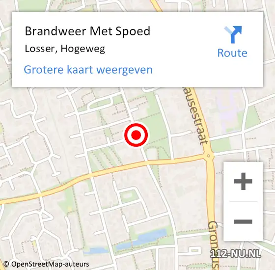 Locatie op kaart van de 112 melding: Brandweer Met Spoed Naar Losser, Hogeweg op 22 april 2017 01:31