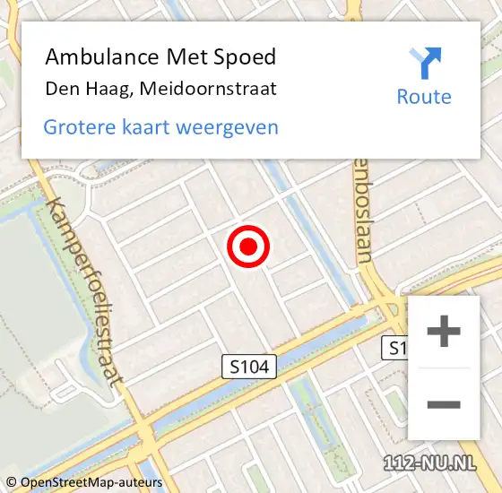 Locatie op kaart van de 112 melding: Ambulance Met Spoed Naar Den Haag, Meidoornstraat op 22 april 2017 01:34