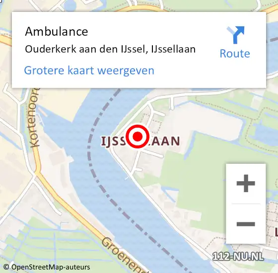 Locatie op kaart van de 112 melding: Ambulance Ouderkerk aan den IJssel, IJssellaan op 22 april 2017 02:58