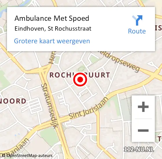 Locatie op kaart van de 112 melding: Ambulance Met Spoed Naar Eindhoven, St Rochusstraat op 22 april 2017 03:45