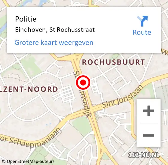 Locatie op kaart van de 112 melding: Politie Eindhoven, St Rochusstraat op 22 april 2017 03:50