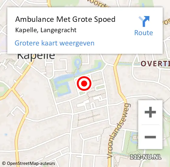 Locatie op kaart van de 112 melding: Ambulance Met Grote Spoed Naar Kapelle, Langegracht op 22 april 2017 03:50