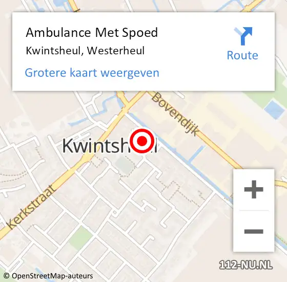Locatie op kaart van de 112 melding: Ambulance Met Spoed Naar Kwintsheul, Westerheul op 22 april 2017 04:11