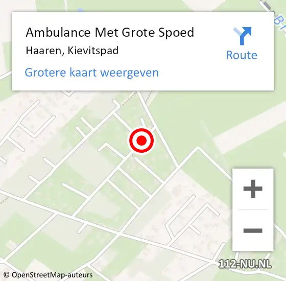 Locatie op kaart van de 112 melding: Ambulance Met Grote Spoed Naar Haaren, Kievitspad op 22 april 2017 04:24