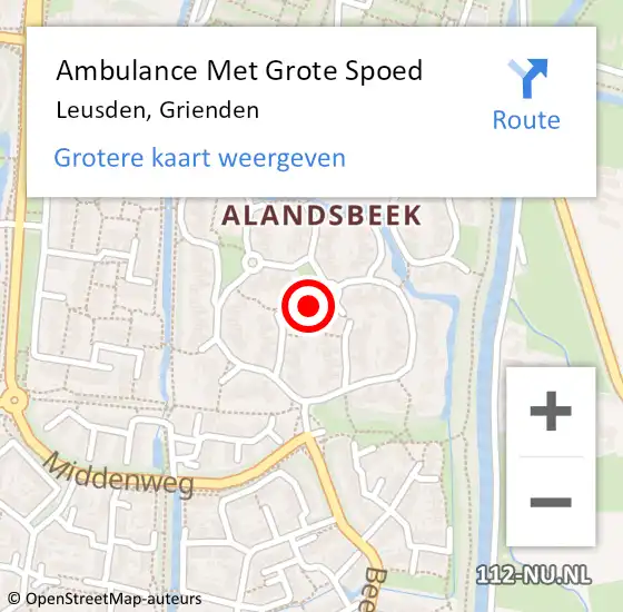 Locatie op kaart van de 112 melding: Ambulance Met Grote Spoed Naar Leusden, Grienden op 22 april 2017 08:10