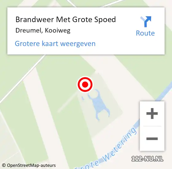 Locatie op kaart van de 112 melding: Brandweer Met Grote Spoed Naar Dreumel, Kooiweg op 22 april 2017 08:35