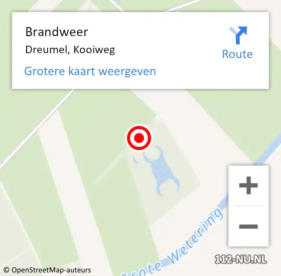 Locatie op kaart van de 112 melding: Brandweer Dreumel, Kooiweg op 22 april 2017 08:53