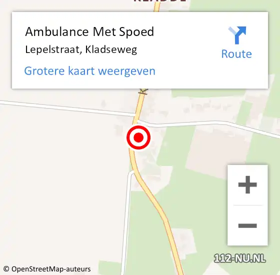 Locatie op kaart van de 112 melding: Ambulance Met Spoed Naar Lepelstraat, Kladseweg op 22 april 2017 09:04