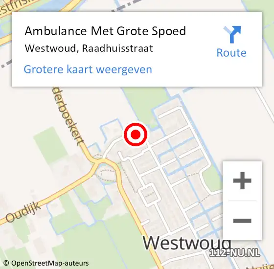 Locatie op kaart van de 112 melding: Ambulance Met Grote Spoed Naar Westwoud, Raadhuisstraat op 22 april 2017 09:53