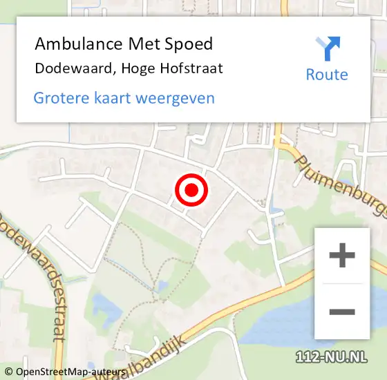 Locatie op kaart van de 112 melding: Ambulance Met Spoed Naar Dodewaard, Hoge Hofstraat op 22 april 2017 10:15