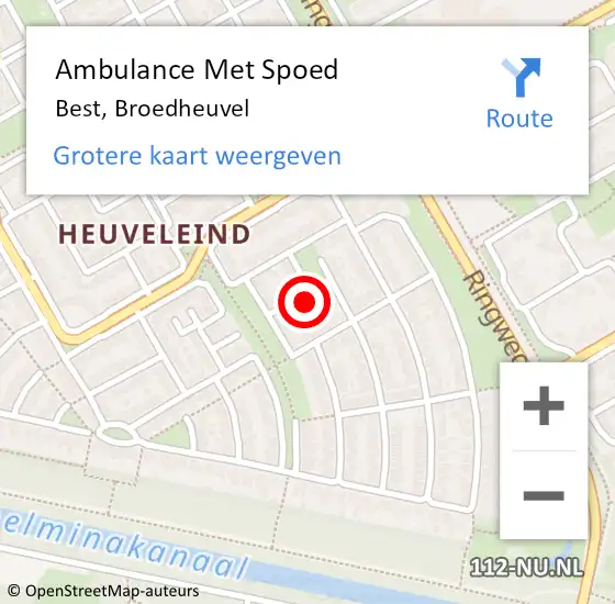 Locatie op kaart van de 112 melding: Ambulance Met Spoed Naar Best, Broedheuvel op 22 april 2017 10:26