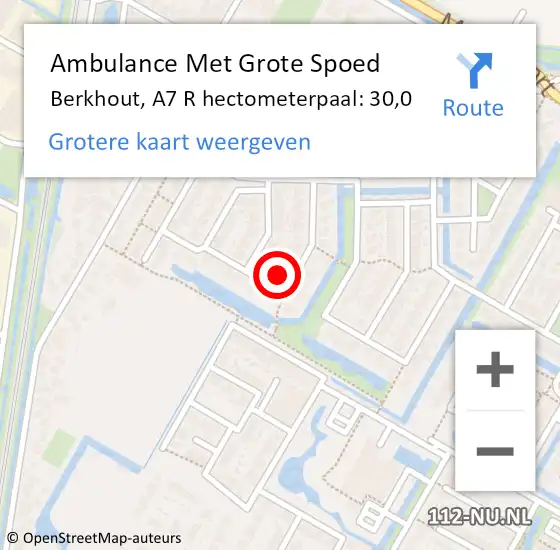Locatie op kaart van de 112 melding: Ambulance Met Grote Spoed Naar Berkhout, A7 L hectometerpaal: 30,0 op 22 april 2017 10:58