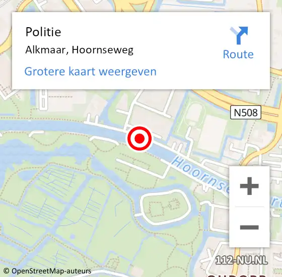 Locatie op kaart van de 112 melding: Politie Alkmaar, Hoornseweg op 22 april 2017 11:01