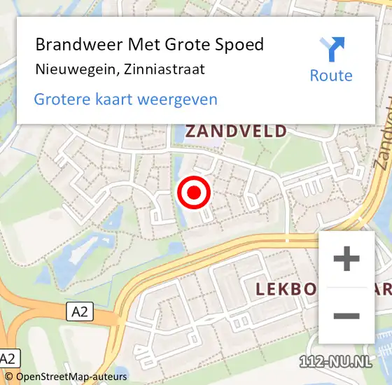 Locatie op kaart van de 112 melding: Brandweer Met Grote Spoed Naar Nieuwegein, Zinniastraat op 22 april 2017 11:05