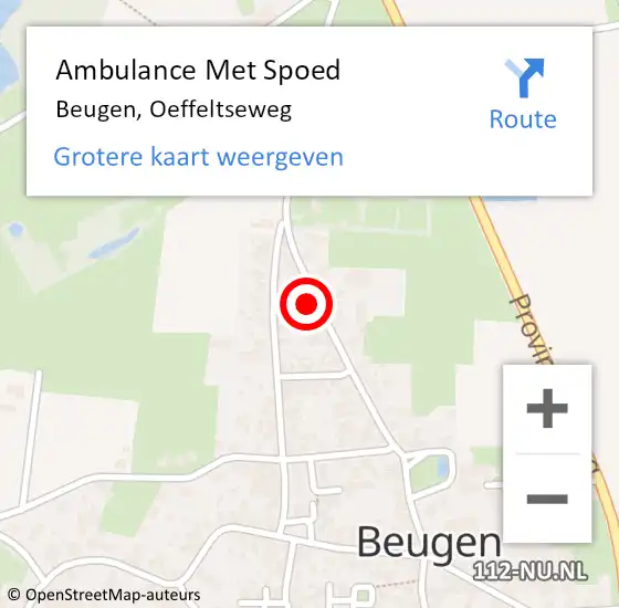 Locatie op kaart van de 112 melding: Ambulance Met Spoed Naar Beugen, Oeffeltseweg op 22 april 2017 11:13