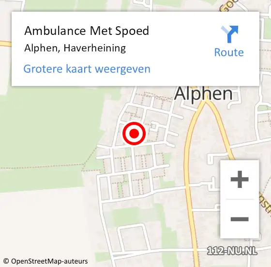 Locatie op kaart van de 112 melding: Ambulance Met Spoed Naar Alphen, Haverheining op 22 april 2017 11:29