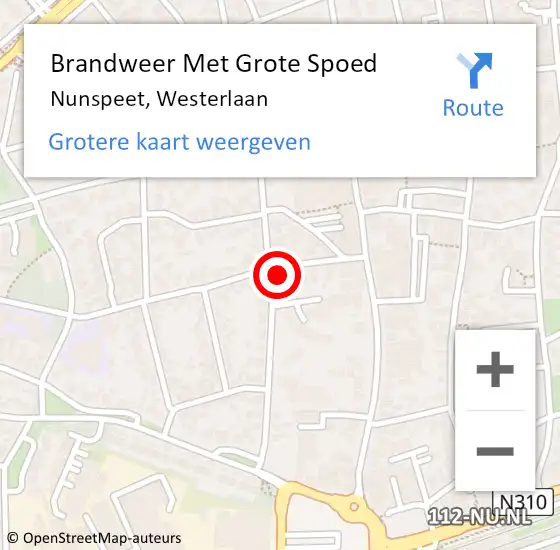 Locatie op kaart van de 112 melding: Brandweer Met Grote Spoed Naar Nunspeet, Westerlaan op 22 april 2017 12:39