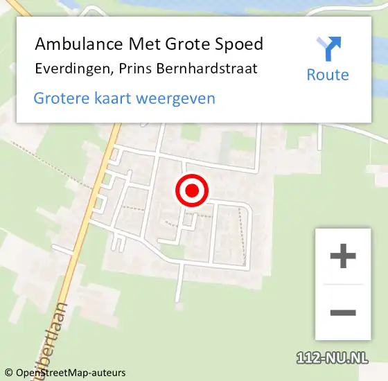 Locatie op kaart van de 112 melding: Ambulance Met Grote Spoed Naar Everdingen, Prins Bernhardstraat op 22 april 2017 12:42