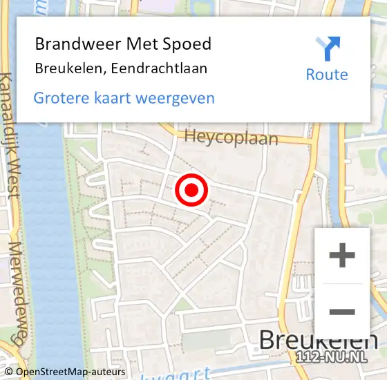 Locatie op kaart van de 112 melding: Brandweer Met Spoed Naar Breukelen, Eendrachtlaan op 22 april 2017 12:47