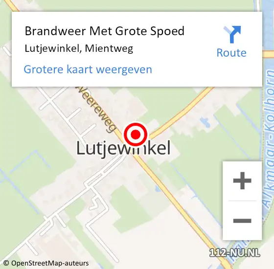 Locatie op kaart van de 112 melding: Brandweer Met Grote Spoed Naar Lutjewinkel, Mientweg op 22 april 2017 12:47