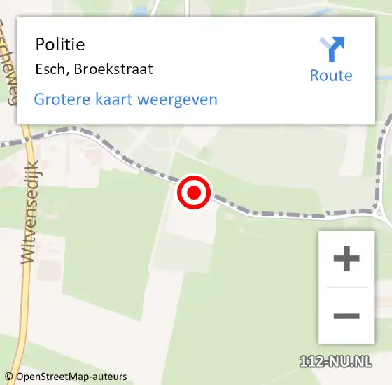 Locatie op kaart van de 112 melding: Politie Esch, Broekstraat op 22 april 2017 13:06