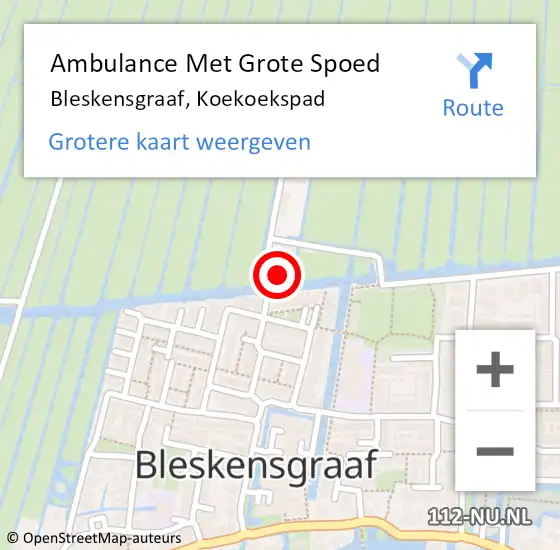 Locatie op kaart van de 112 melding: Ambulance Met Grote Spoed Naar Bleskensgraaf, Koekoekspad op 22 april 2017 13:57