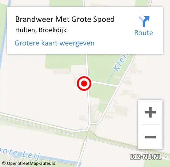 Locatie op kaart van de 112 melding: Brandweer Met Grote Spoed Naar Hulten, Broekdijk op 22 april 2017 13:58