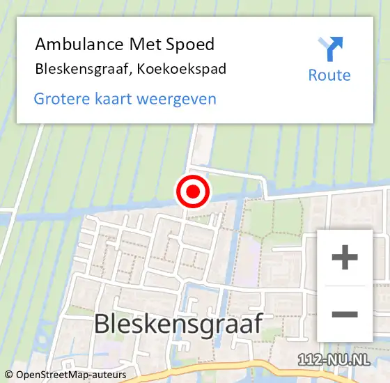 Locatie op kaart van de 112 melding: Ambulance Met Spoed Naar Bleskensgraaf, Koekoekspad op 22 april 2017 14:13