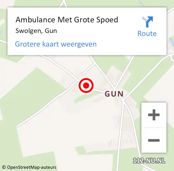 Locatie op kaart van de 112 melding: Ambulance Met Grote Spoed Naar Swolgen, Gun op 22 april 2017 14:15