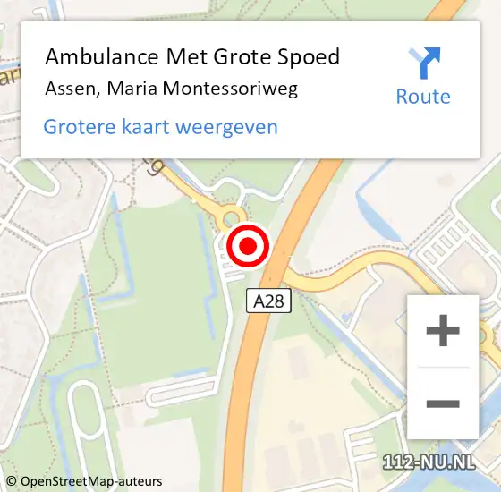 Locatie op kaart van de 112 melding: Ambulance Met Grote Spoed Naar Assen, Maria Montessoriweg op 22 april 2017 14:18