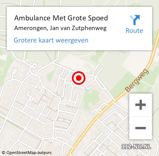 Locatie op kaart van de 112 melding: Ambulance Met Grote Spoed Naar Amerongen, Jan van Zutphenweg op 22 april 2017 15:13