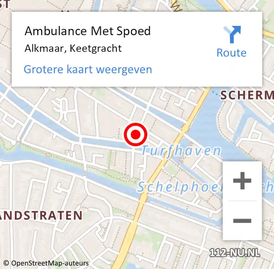 Locatie op kaart van de 112 melding: Ambulance Met Spoed Naar Alkmaar, Keetgracht op 22 april 2017 15:30