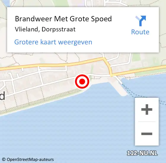 Locatie op kaart van de 112 melding: Brandweer Met Grote Spoed Naar Vlieland, Dorpsstraat op 22 april 2017 16:02