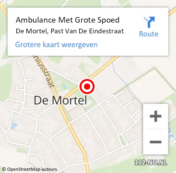 Locatie op kaart van de 112 melding: Ambulance Met Grote Spoed Naar De Mortel, Past Van De Eindestraat op 22 april 2017 16:29