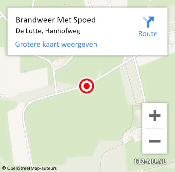 Locatie op kaart van de 112 melding: Brandweer Met Spoed Naar De Lutte, Hanhofweg op 22 april 2017 17:42