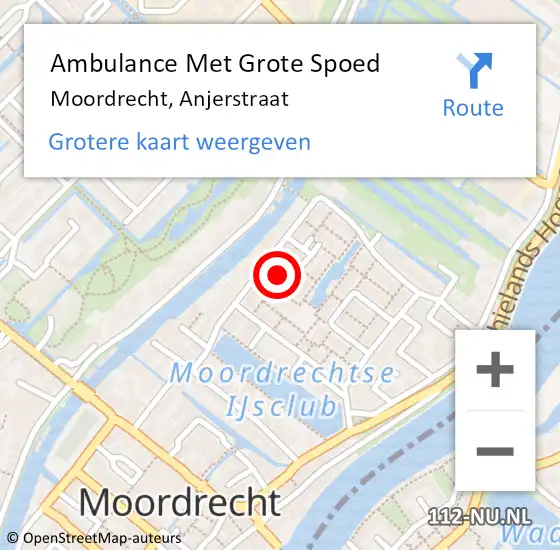 Locatie op kaart van de 112 melding: Ambulance Met Grote Spoed Naar Moordrecht, Anjerstraat op 22 april 2017 17:46