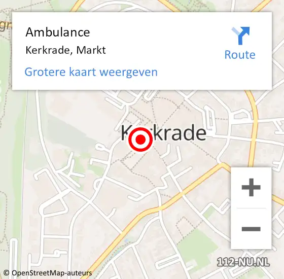 Locatie op kaart van de 112 melding: Ambulance Kerkrade, Markt op 22 april 2017 18:28