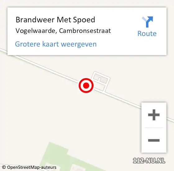 Locatie op kaart van de 112 melding: Brandweer Met Spoed Naar Vogelwaarde, Cambronsestraat op 22 april 2017 18:41