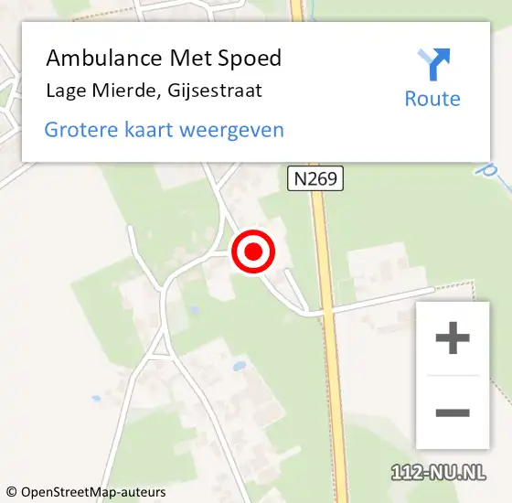 Locatie op kaart van de 112 melding: Ambulance Met Spoed Naar Lage Mierde, Gijsestraat op 22 april 2017 18:50