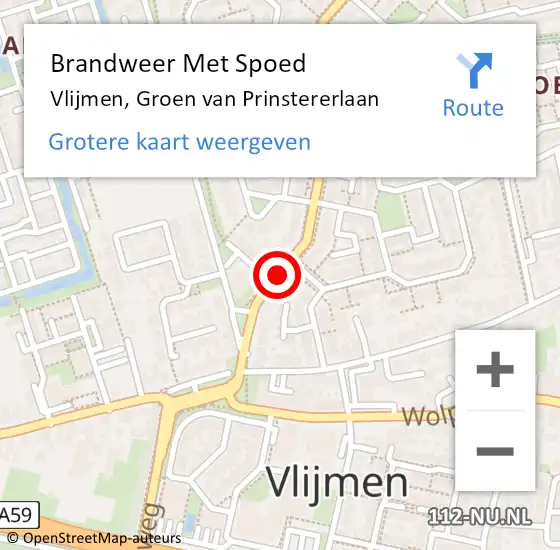 Locatie op kaart van de 112 melding: Brandweer Met Spoed Naar Vlijmen, Groen van Prinstererlaan op 22 april 2017 19:08