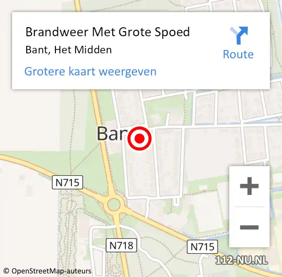 Locatie op kaart van de 112 melding: Brandweer Met Grote Spoed Naar Bant, Het Midden op 22 april 2017 19:12