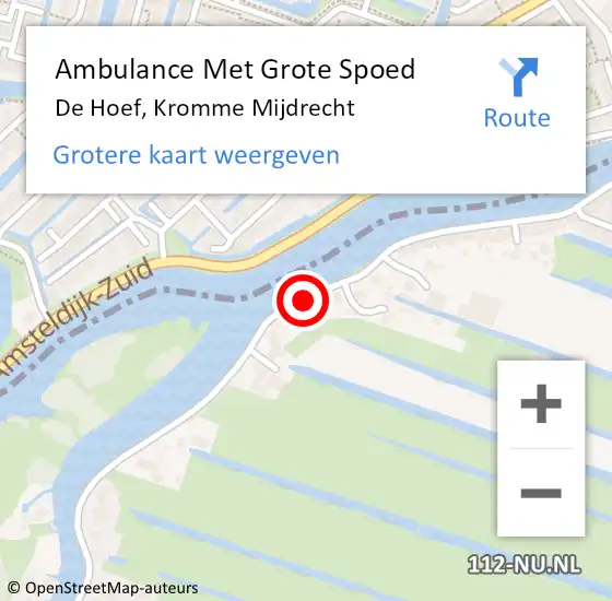 Locatie op kaart van de 112 melding: Ambulance Met Grote Spoed Naar De Hoef, Kromme Mijdrecht op 22 april 2017 19:15